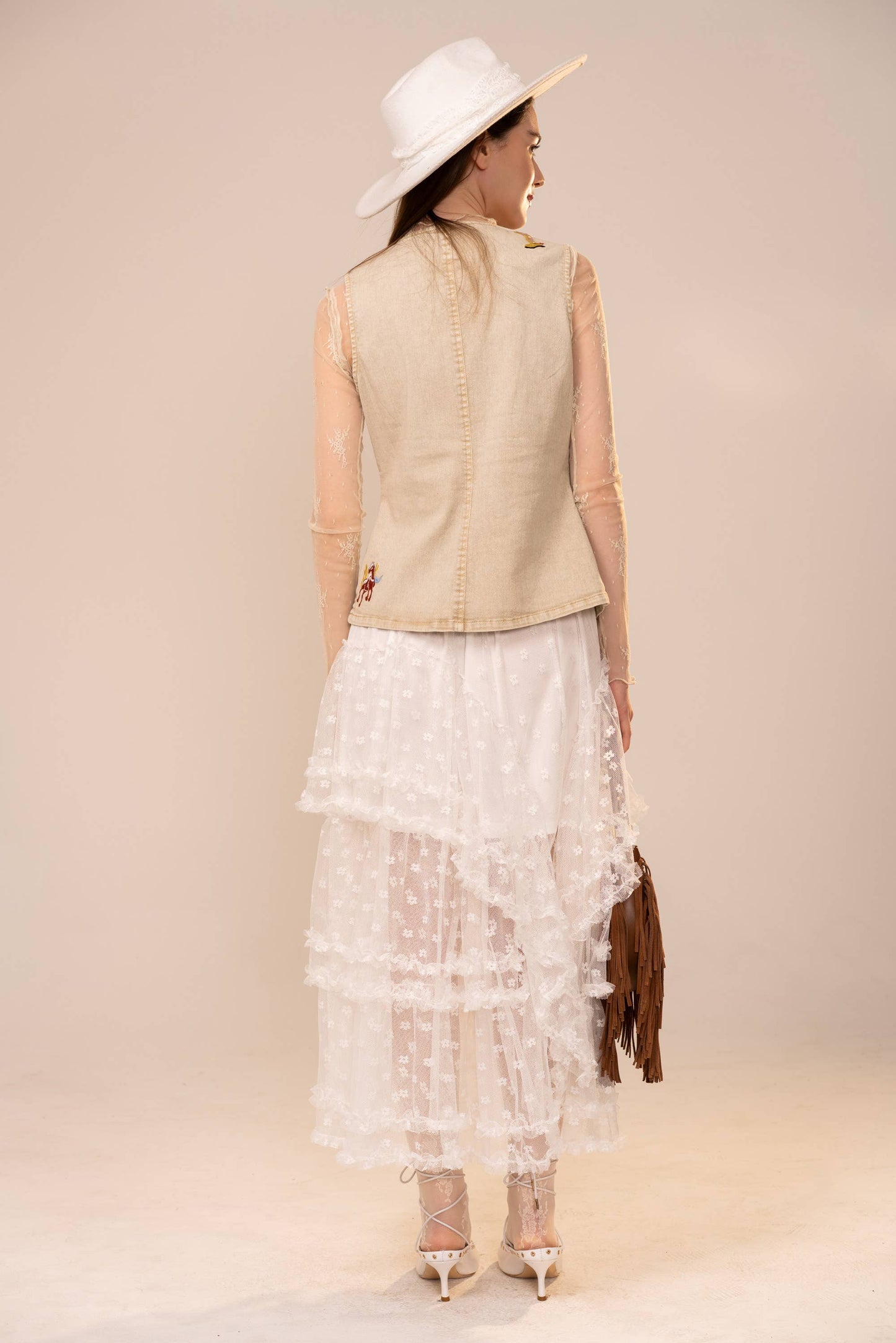 Simply Irresistible, Be the showstopper: Motif Embroidery Fitted Denim Vest
