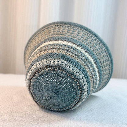 Boho Striped Straw Bucket Hat Breathable Sun Hat: Montana Boho Western Spirit Fashion