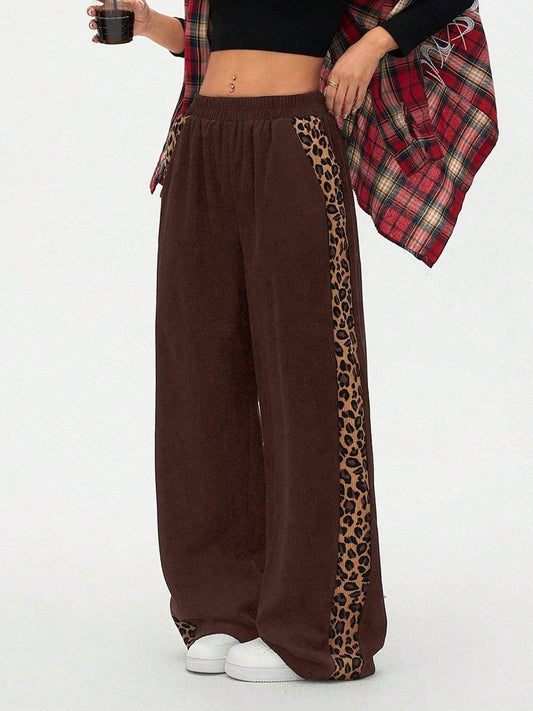Montana BOHO: Corduroy, Side Leopard Stripe Wide Leg Pants