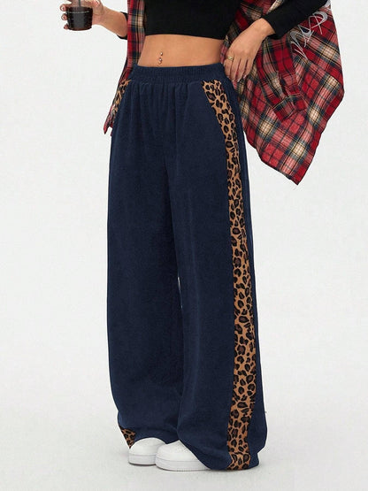 Montana BOHO: Corduroy, Side Leopard Stripe Wide Leg Pants