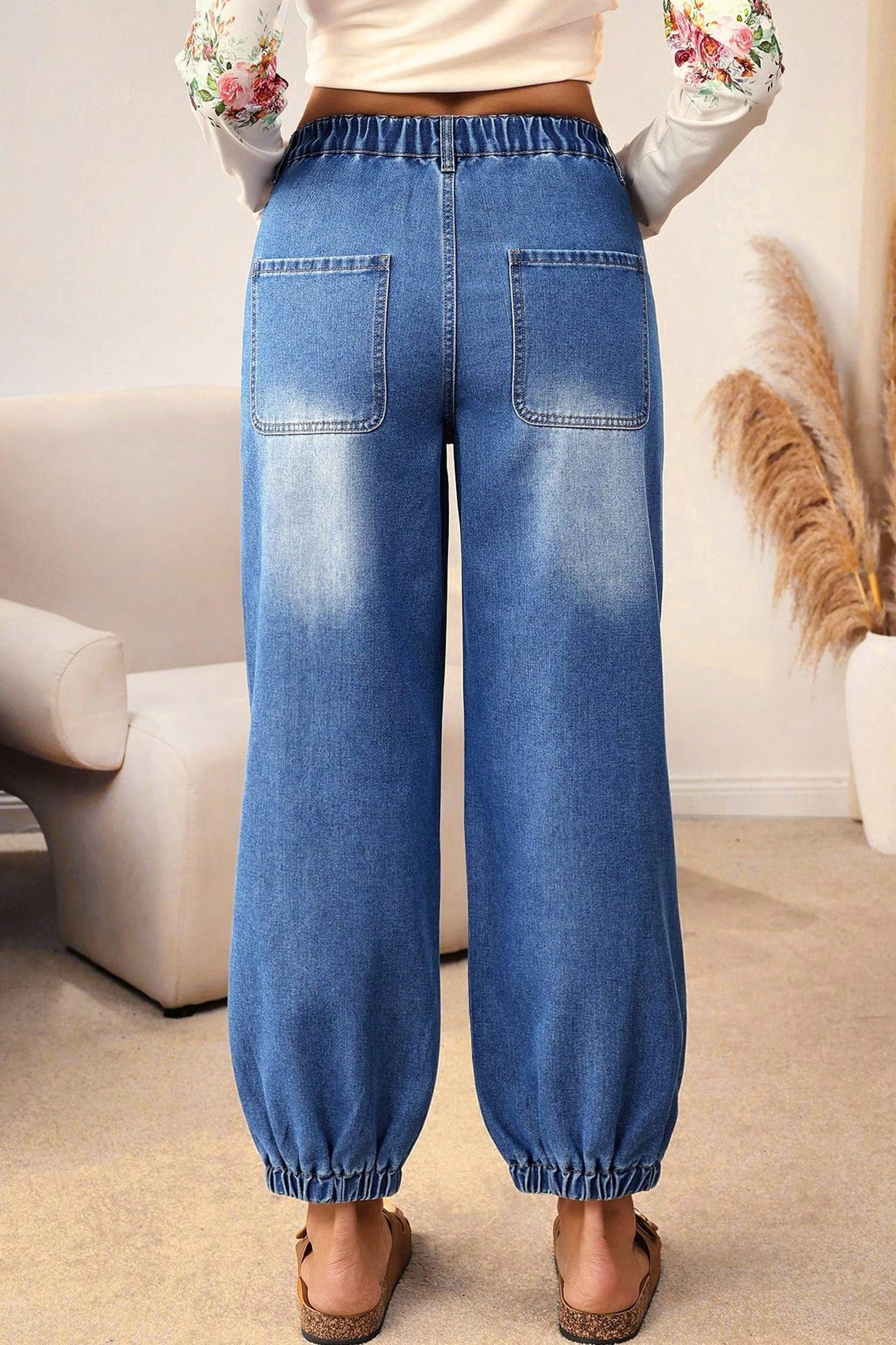 Jeans: Buttons Front Tapered Casual Loose Fit Jeans