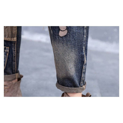 Retro Embroidery Patchwork Jeans: FREE SPIRIT DREAMER Series: Boho & Free-People loving styles.