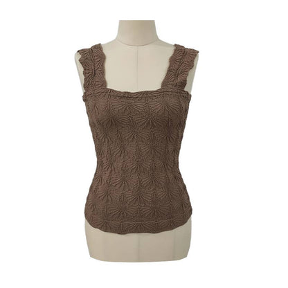 Floral Tone-On-Tone, Jacquard fitted Tank (Buttery Soft & Easy Fit—Stretchy)