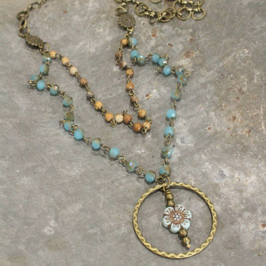 Picasso Wildflower Glass Bead Necklace: FREE SPIRIT DREAMER Series: Boho & Free-People loving styles.