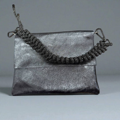 VOGUE—Runway Series:Trio Italian Leather Crossbody, Crystal Handle, Shoulder & Clutch Bag