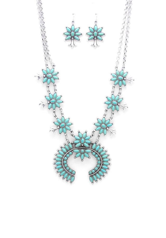 Montana Boho Western Spirit: HORSE SHOE DESIGN FLORAL NECKLACE &  EARRING SET