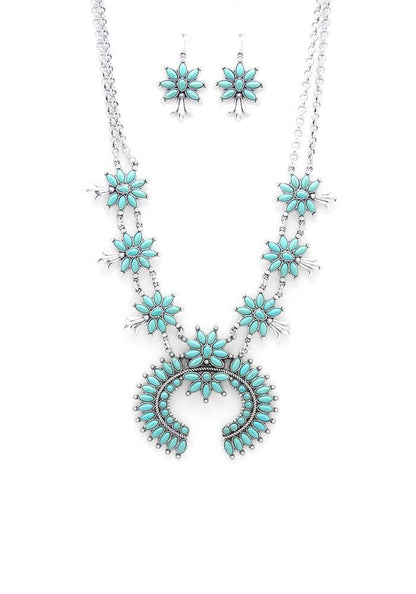 Montana Boho Western Spirit: HORSE SHOE DESIGN FLORAL NECKLACE &  EARRING SET