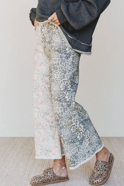 Faded Camo Print Leopard Patchwork Jeans: FREE SPIRIT DREAMER Series: Boho &amp; Free-People loving styles.&nbsp;