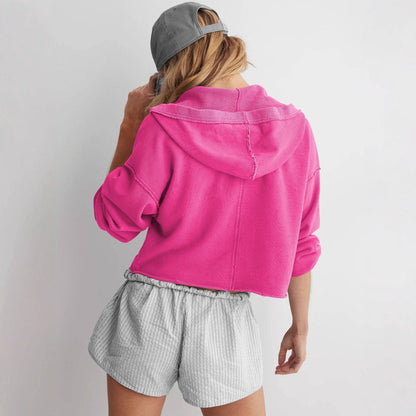 V-Neck Hoodie Long Sleeve Pullover Sweatshirt