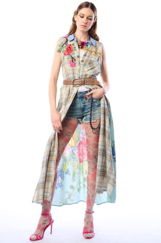 BoHo Spirit: You Are A Beauty Duster-Ivory/Blue | Duster Dress | Floral