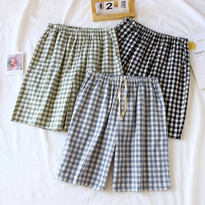 Soft cozy easy Gingham short cotton daily lounge short