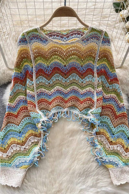 Textured Wave Pattern Sweater