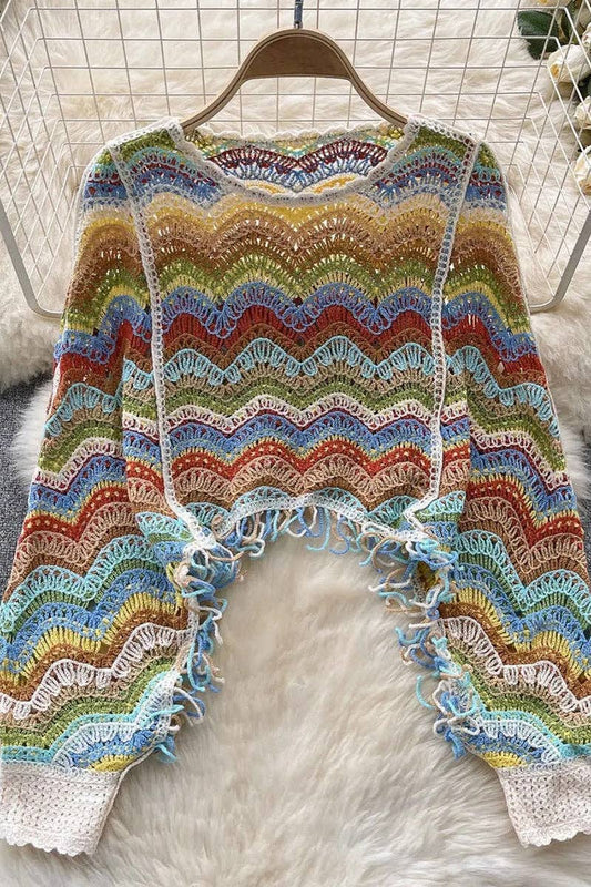 Textured Wave Pattern Sweater