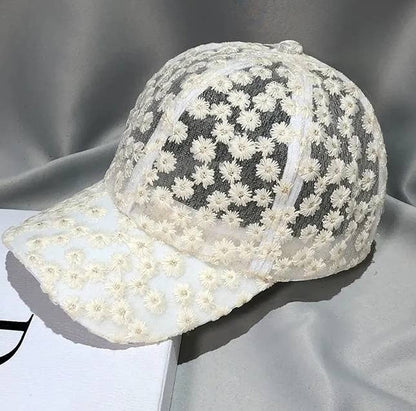 Boho Lace Mesh Cap Daisy Floral Baseball Cap
