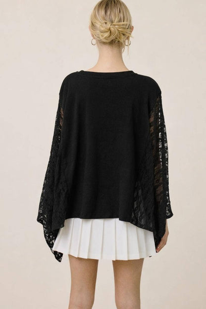 Leopard Peace Vintage Graphic Lace Wing Oversized Top