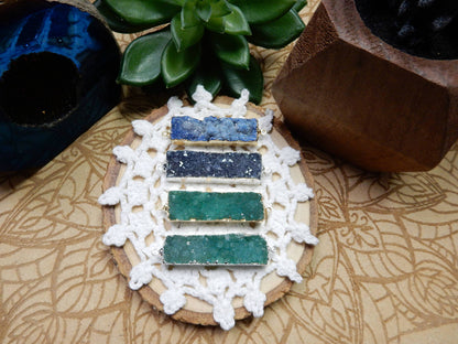Druzy Double Bail Pendant -- Gold Plated Bezel Bar