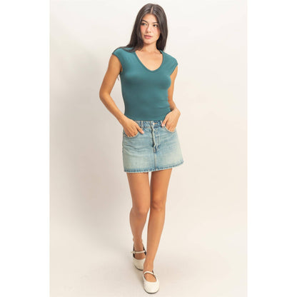 V-Neck Cap Sleeve Top