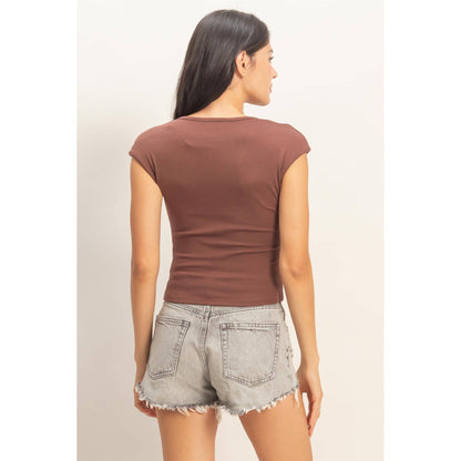 V-Neck Cap Sleeve Top