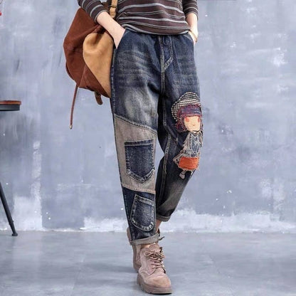 Retro Embroidery Patchwork Jeans: FREE SPIRIT DREAMER Series: Boho & Free-People loving styles.