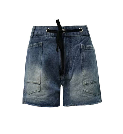 Street Style Drawstring Pocket Denim Shorts— Montana Boho Western Spirit Fashion: This yummy fashion speaks to your boho western spirit, and this statement is a true Yellowstone-Vibe.