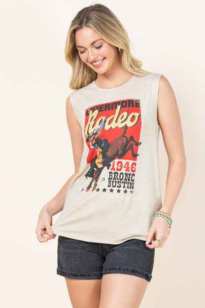 Montana Boho/Western Essentials:-ALBA WESTERN GRAPHIC SLEEVELESS KNIT TOP