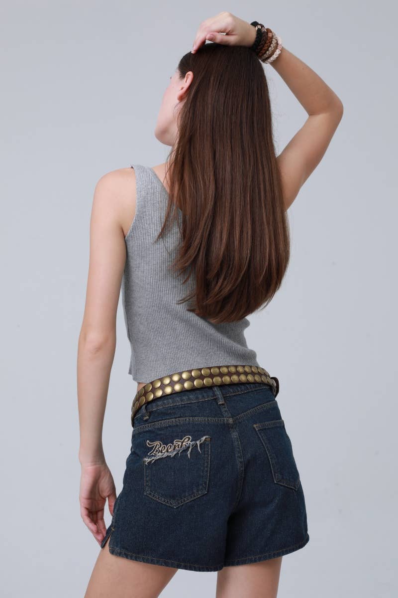 Statement Wide Belt – Oval Buckle with Decorative Studs