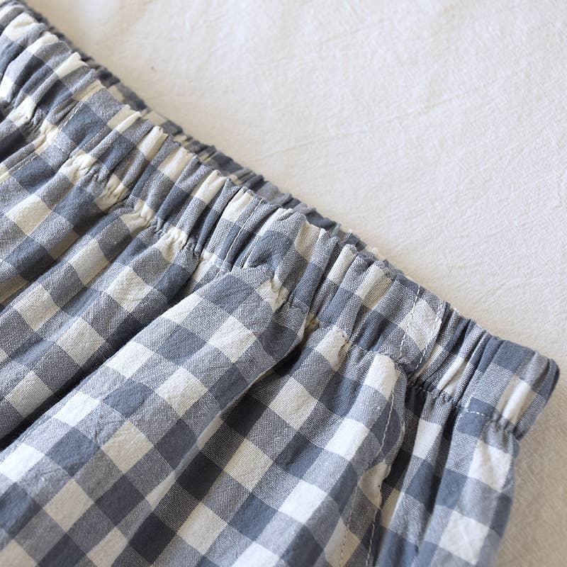 Soft cozy easy Gingham short cotton daily lounge short