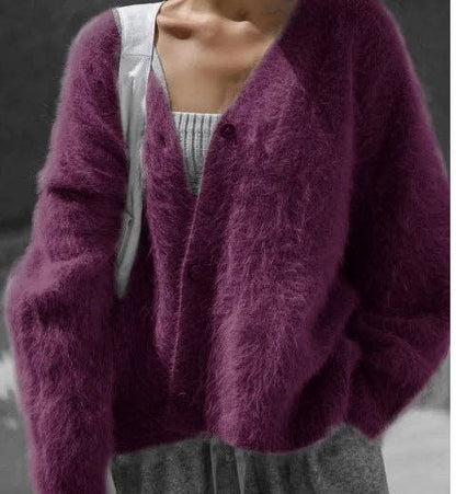 Be A Show Stopper: Cozy Faux Mink Knit Cardigan Loose Fit Soft Sweater
