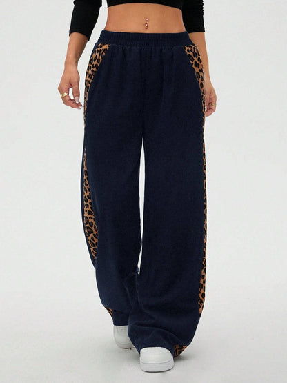 Montana BOHO: Corduroy, Side Leopard Stripe Wide Leg Pants