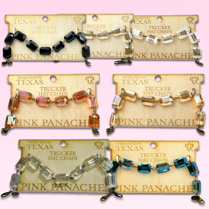 "Ripples of YELLOWSTONE" Jewelry: Trucker hat rectangle crystal bead chain