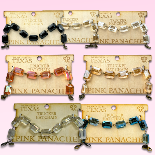 "Ripples of YELLOWSTONE" Jewelry: Trucker hat rectangle crystal bead chain