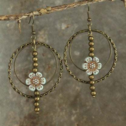 Picasso Wildflower Powder Blue Glass Bead Earrings: FREE SPIRIT DREAMER Series: Boho & Free-People loving styles.