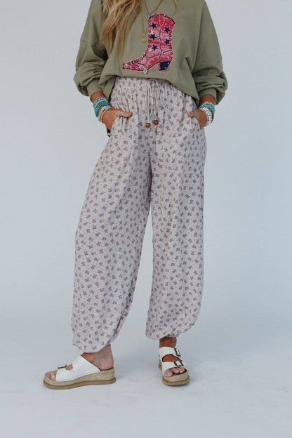 Free Spirit Dreamer: Wide Leg Cinched Pants - Taupe