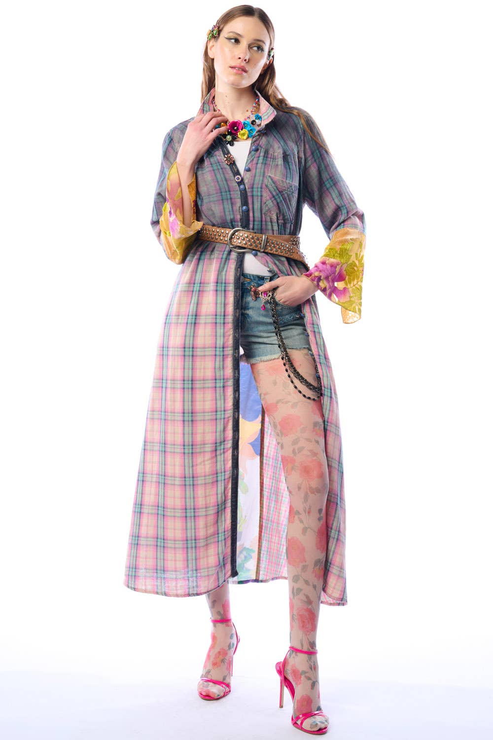 BoHO Fashion: Wendall Pink Plaid Duster— FREE SPIRIT DREAMER Series: Boho & Free-People loving styles.