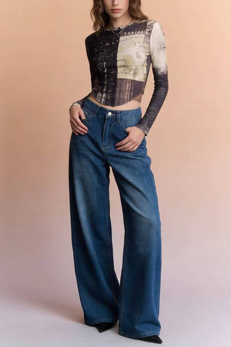 High-Waist Straight Denim Jeans
