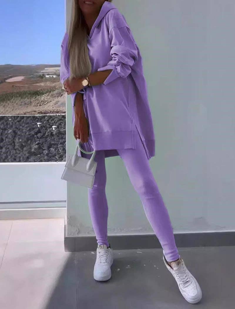 Casual Wanderer COMFY Series: Solid Hoodie and Leggings Set