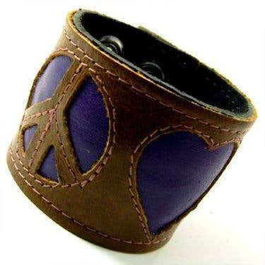 Gemma 2"  Peace & Love Leather Money Cuff