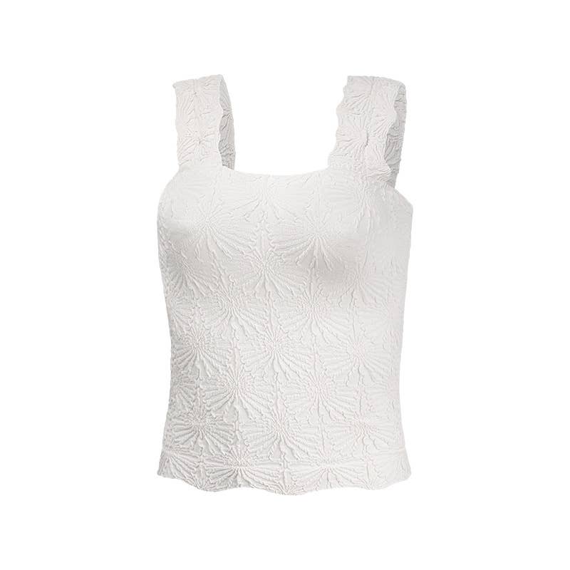 Floral Tone-On-Tone, Jacquard fitted Tank (Buttery Soft & Easy Fit—Stretchy)