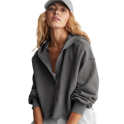 V-Neck Hoodie Long Sleeve Pullover Sweatshirt