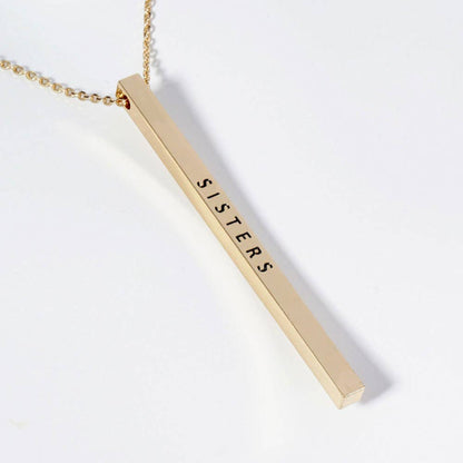 SISTERS Brass Metal Bar Pendant Necklace: Montana Boho Western Spirit Jewelry
