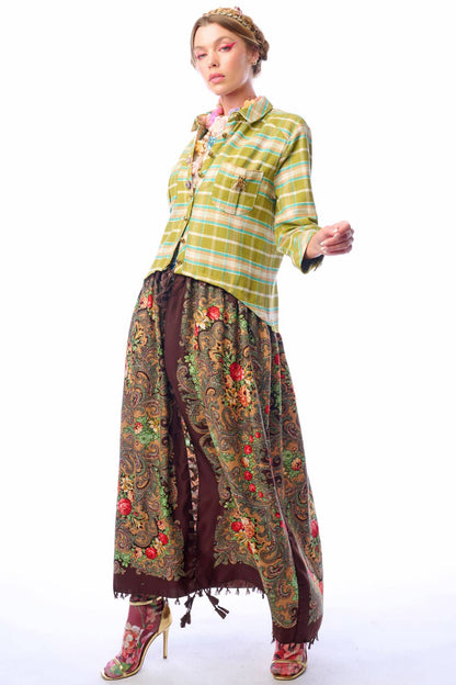Boho Fashion:  Be the showstopper: Beatrice Maxi Shirt-Olive; Floral Shirt Duster