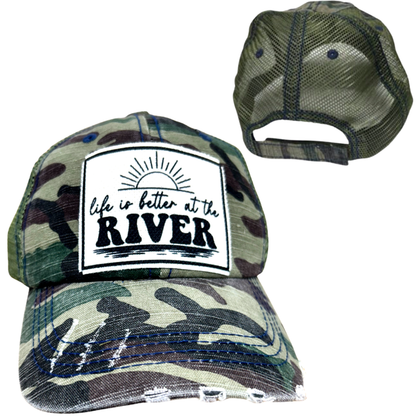 LIFE IS BETTER AT THE RIVER | UNISEX HAT | DISTRESSED: Montana Boho Western Spirit Accessories