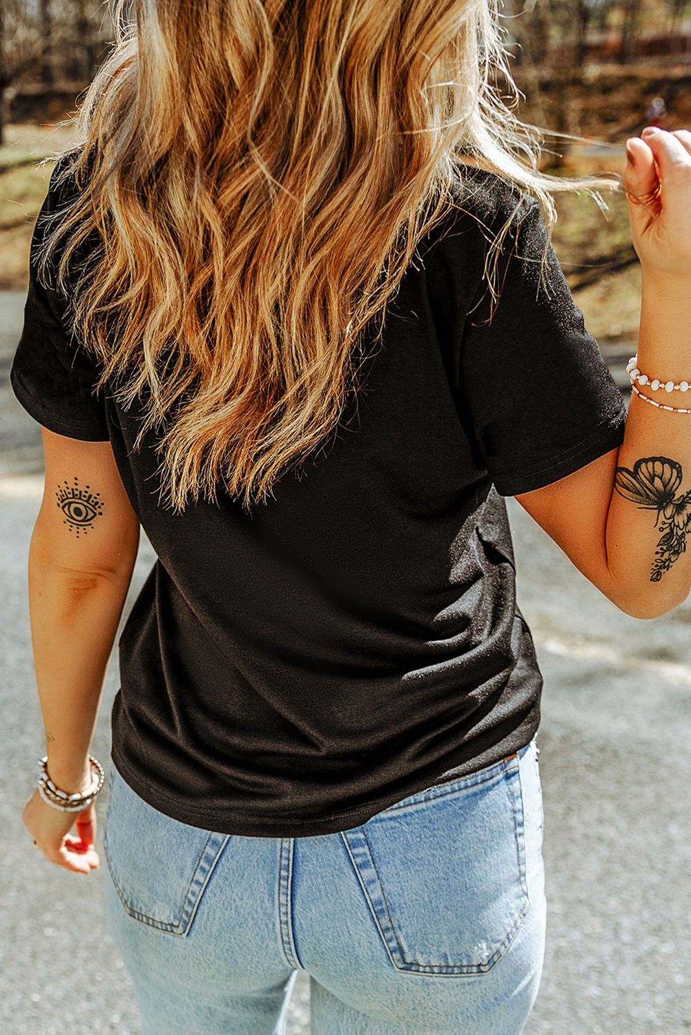 Montana Boho/Western Essentials: Black Western Fashion Boot Stitch T Shirt