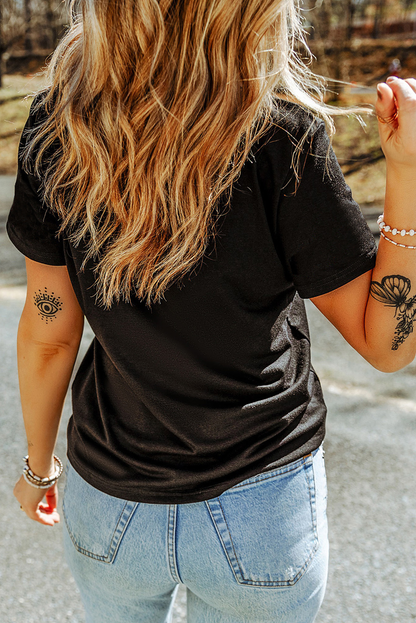 Montana Boho/Western Essentials: Black Western Fashion Boot Stitch T Shirt