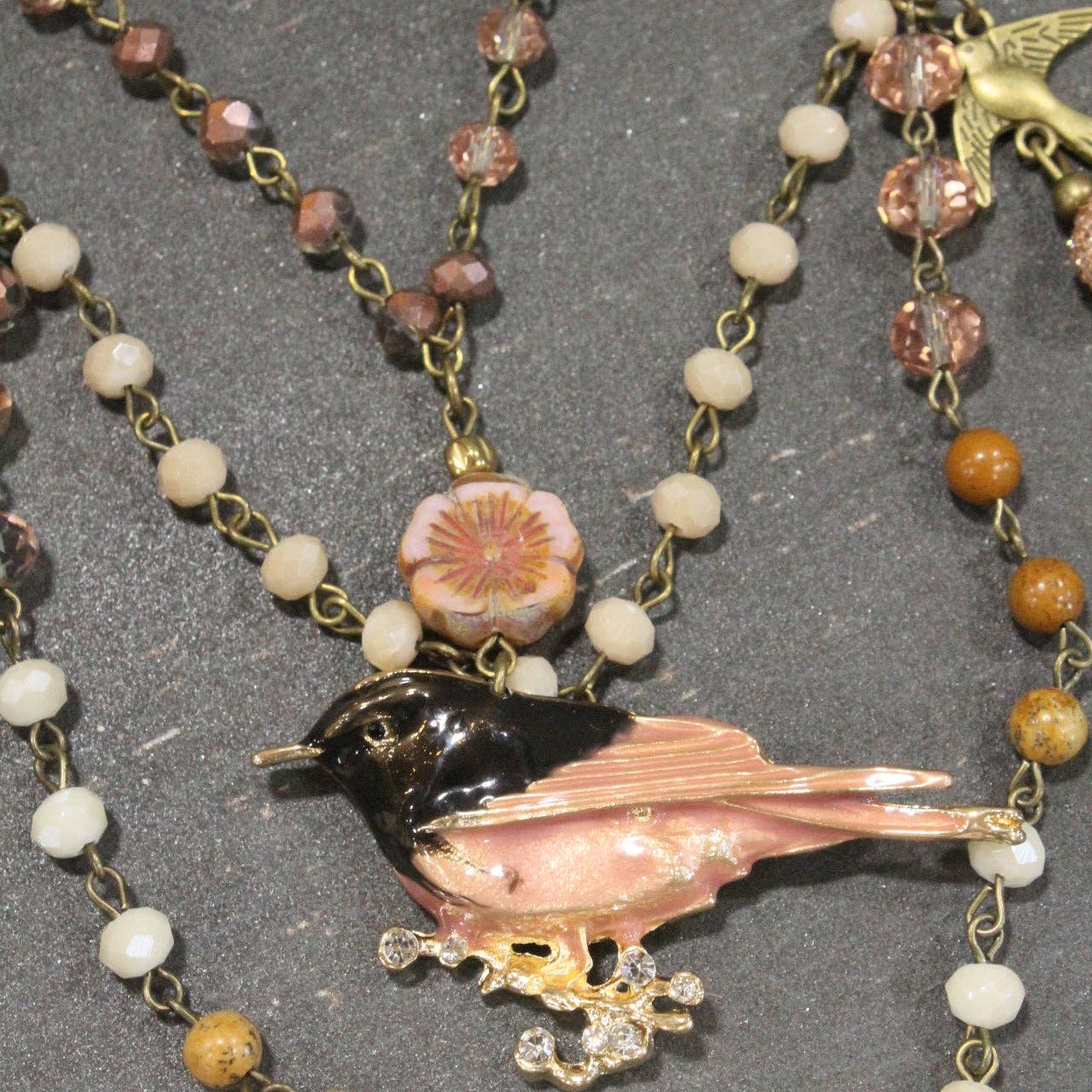 Wings Spread Blushing Bird Layered Necklace: FREE SPIRIT DREAMER Series: Boho & Free-People loving styles.