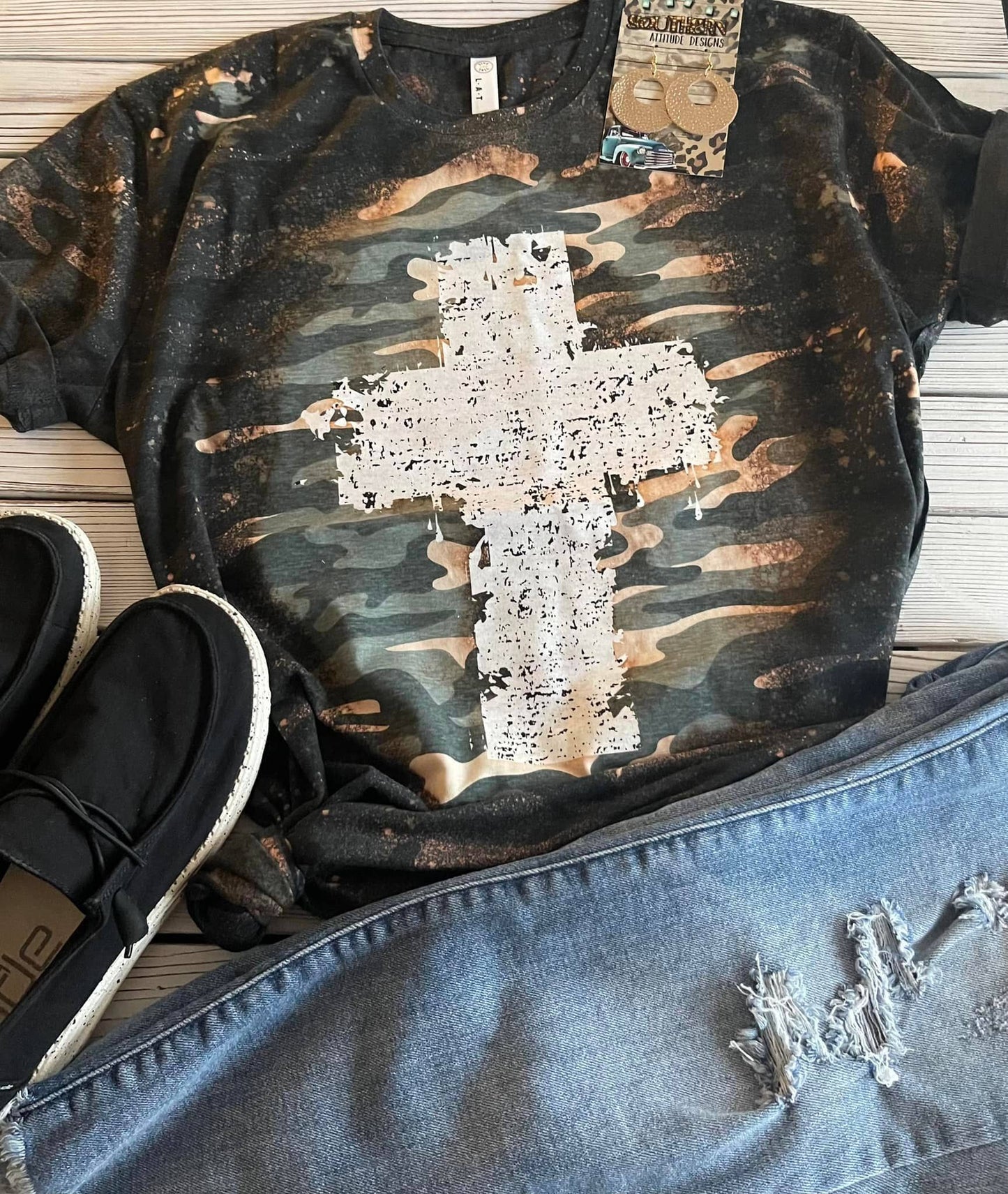 Bleached Grunge Cross Tee (T-Shirt)