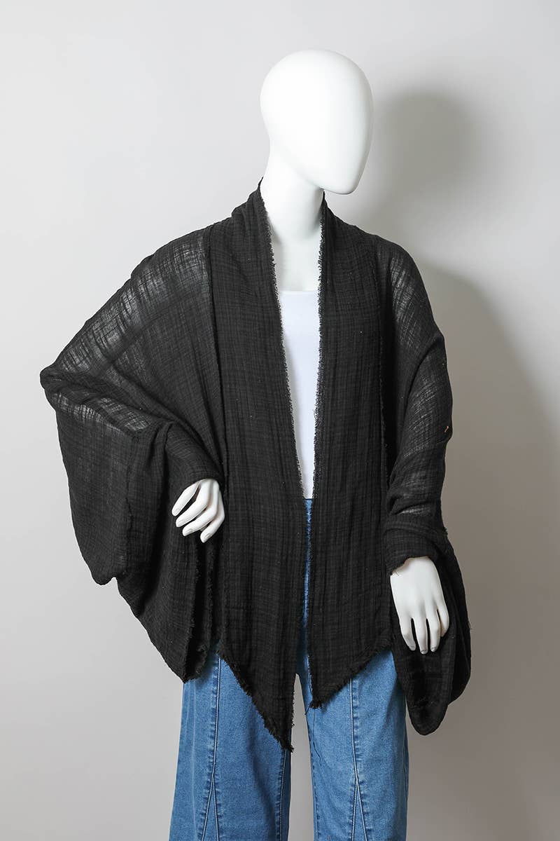 Crinkled Kimono Wrap - Fall Transition Essential (Teal)