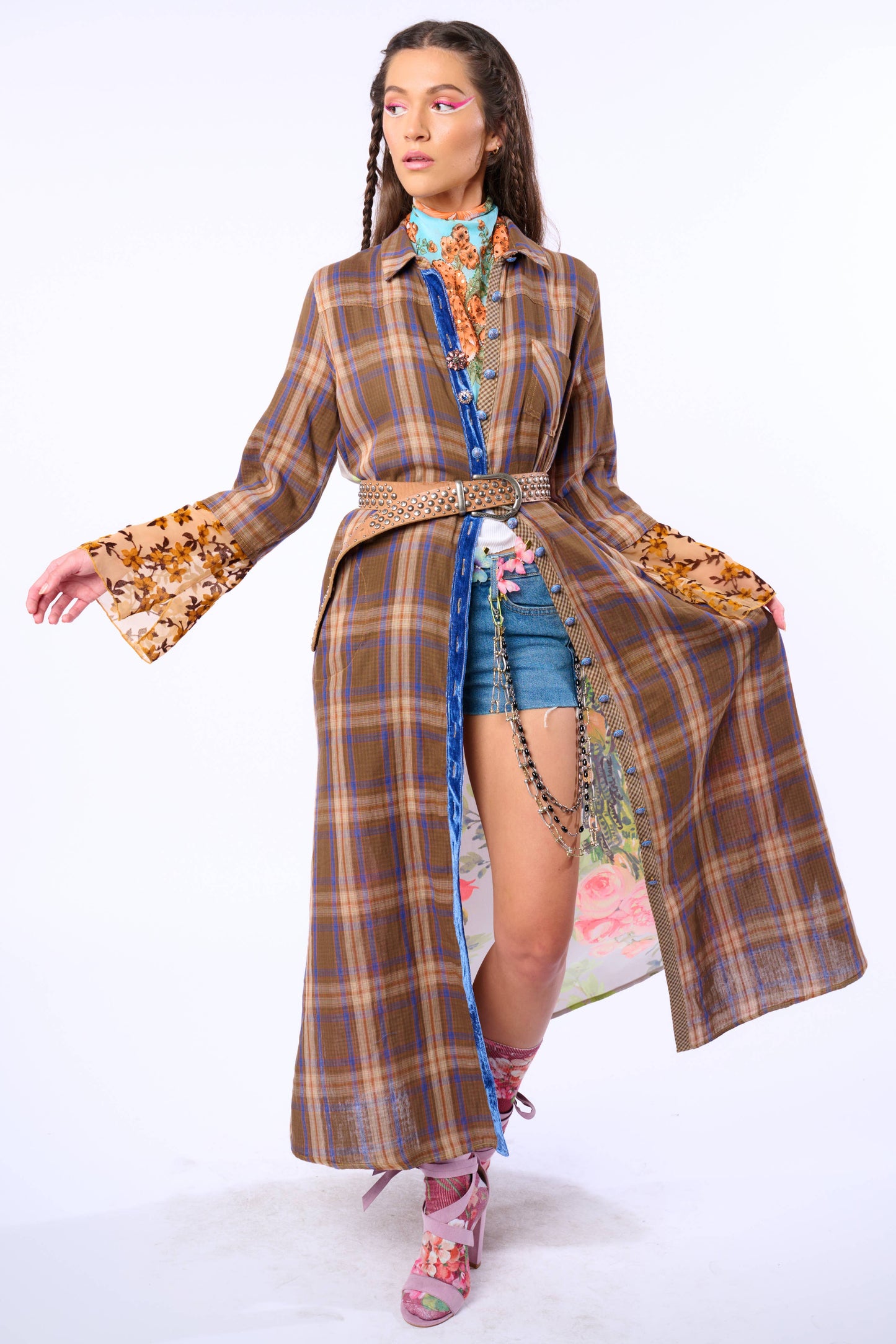 BoHo Fashion: Anna Button Up Shirt Dress | Plaid Maxi | Peacock Print