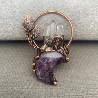 Rocky Mountain Spirit Jewelry: Vintage Amethyst & White Crystal Pendant