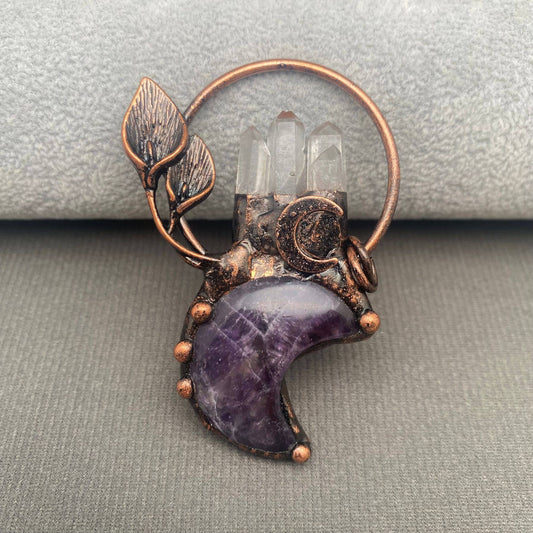 Rocky Mountain Spirit Jewelry: Vintage Amethyst & White Crystal Pendant